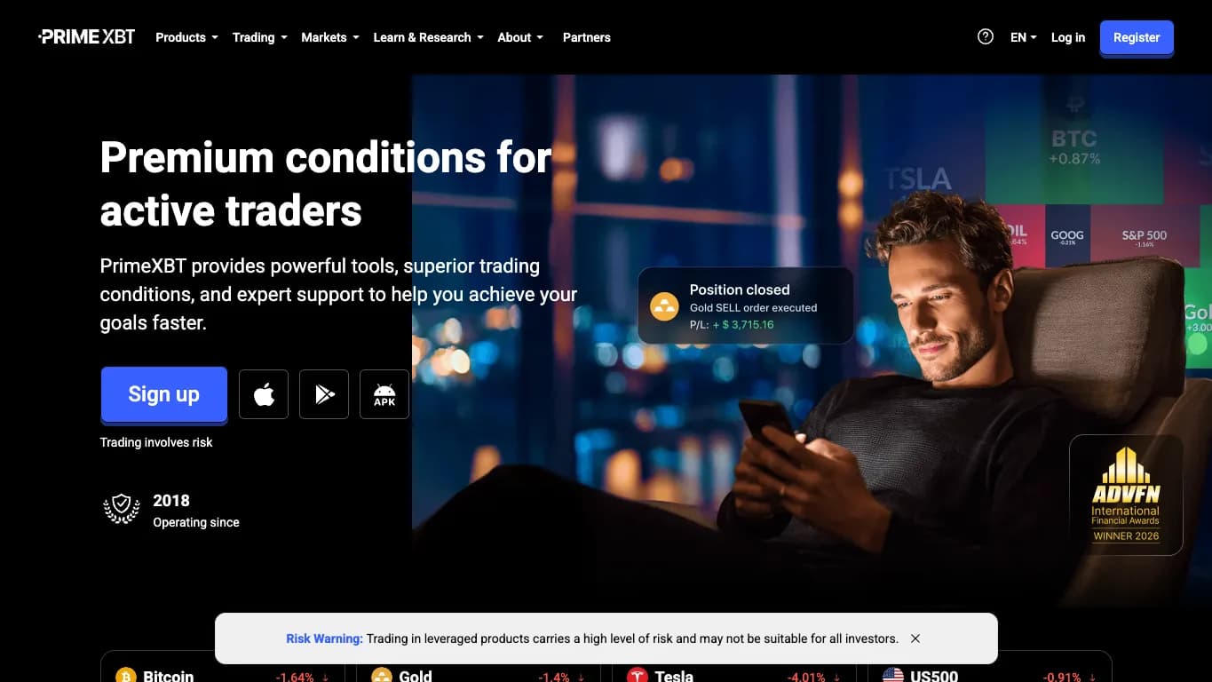 PrimeXBT website