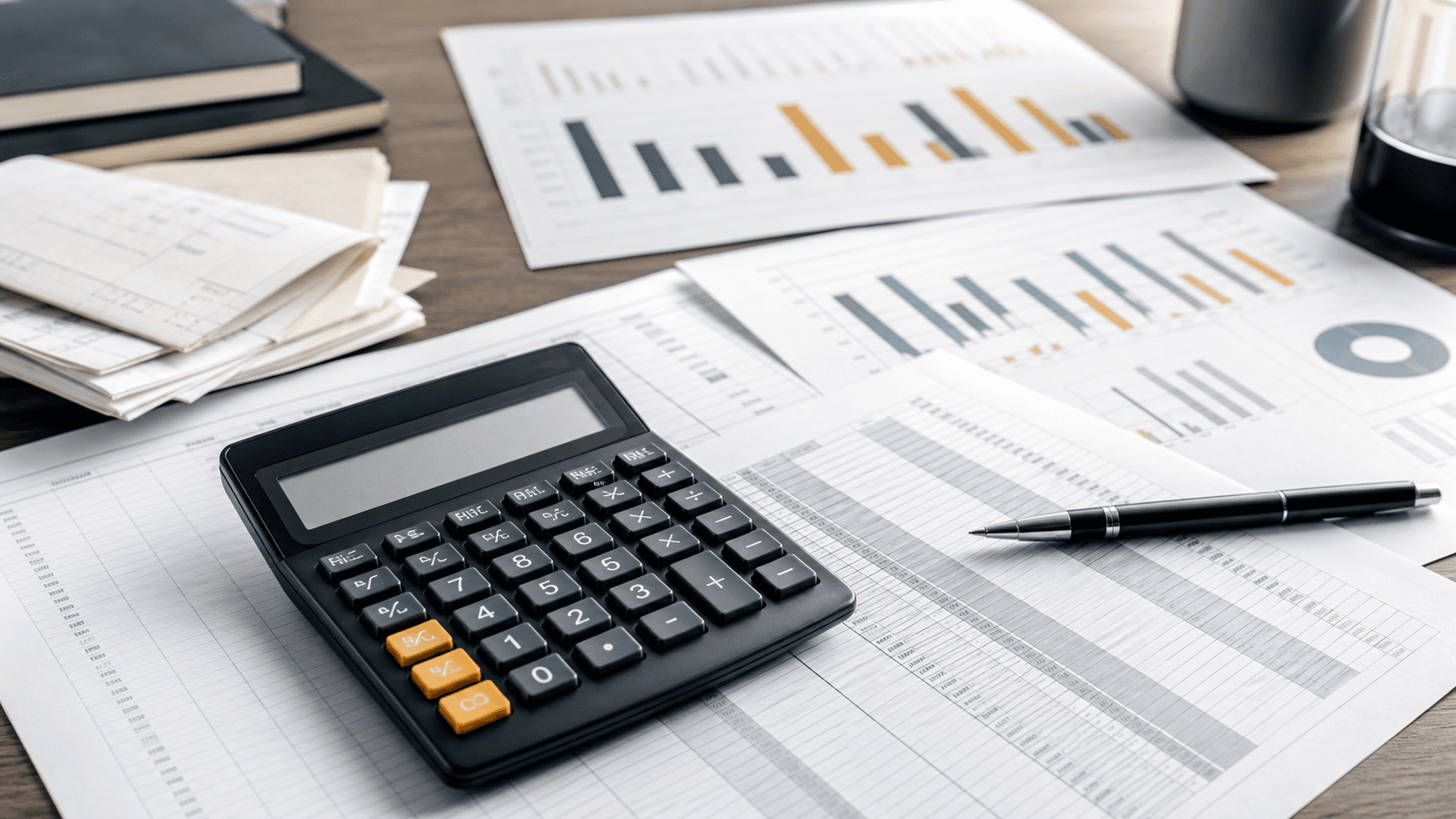 Financial calculator with blank trading cost worksheets