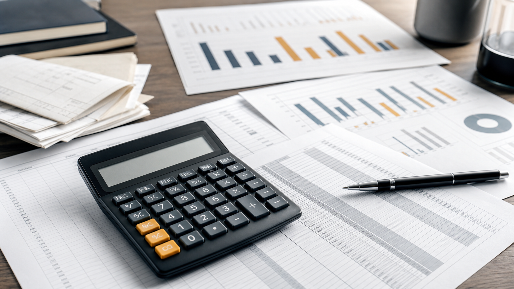 Financial calculator with blank trading cost worksheets